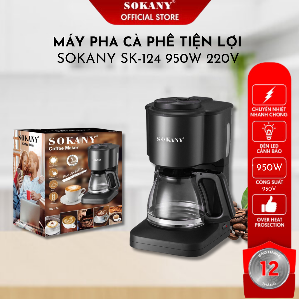 Máy Pha Cà Phê Gia Đình Văn Phòng SOKANY 124