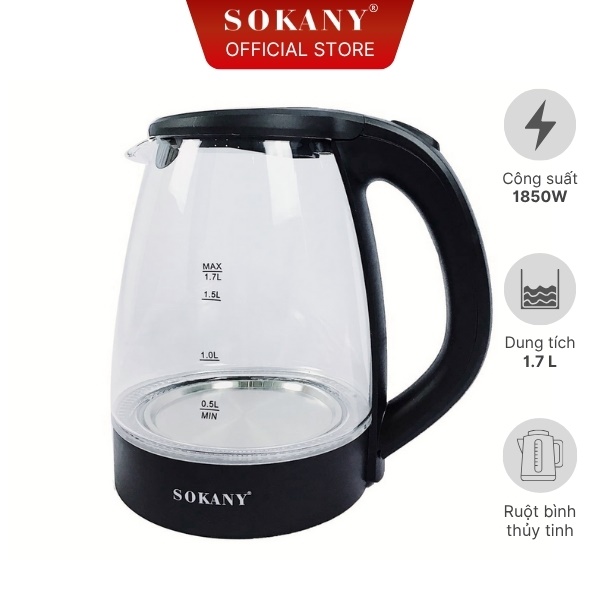 Ấm siêu tốc 1.7 lít Sokany 322