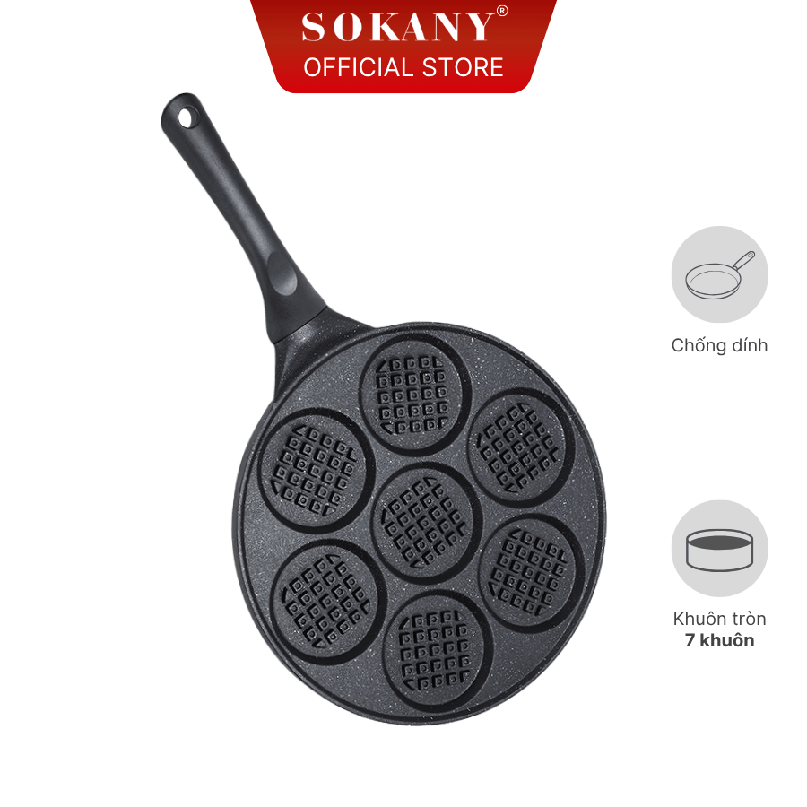 Chảo chống dính làm bánh waffle 7 khuôn Sokany SKN-095
