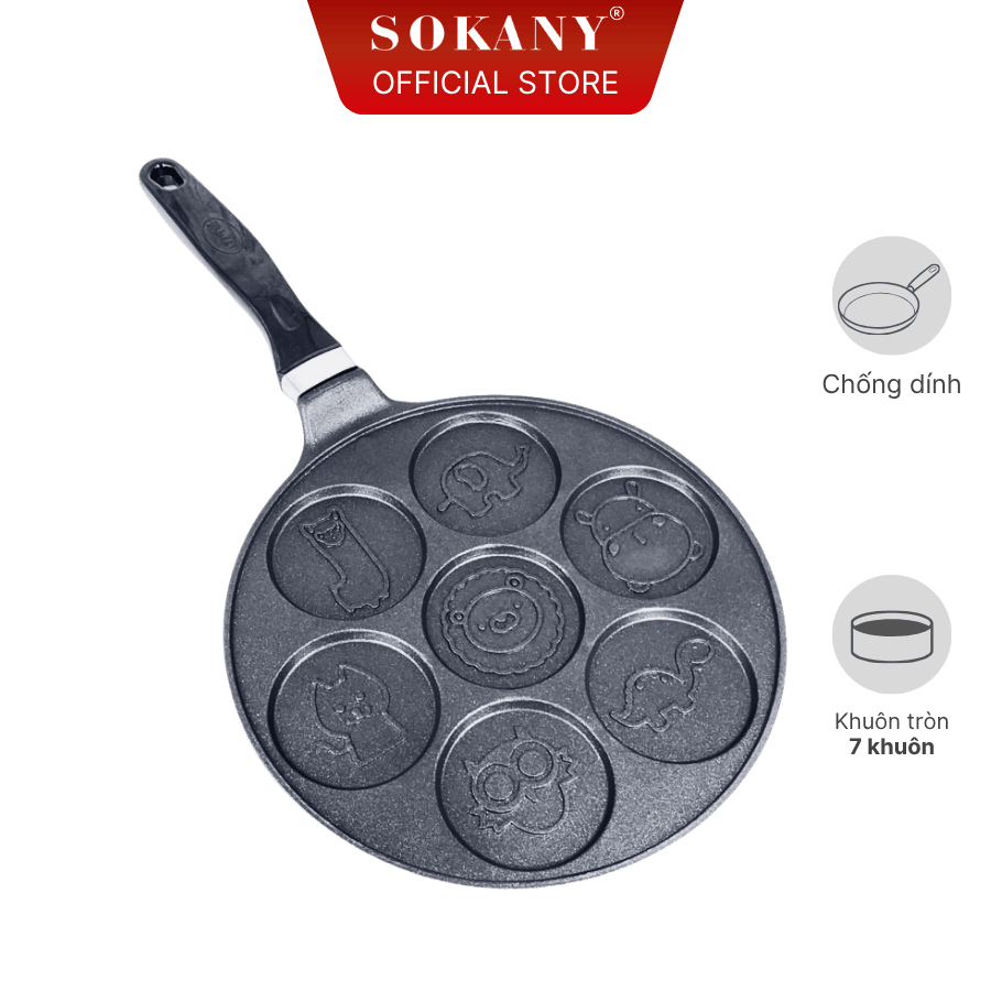 Chảo chống dính 7 khuôn họa tiết động vật Sokany SKN-096