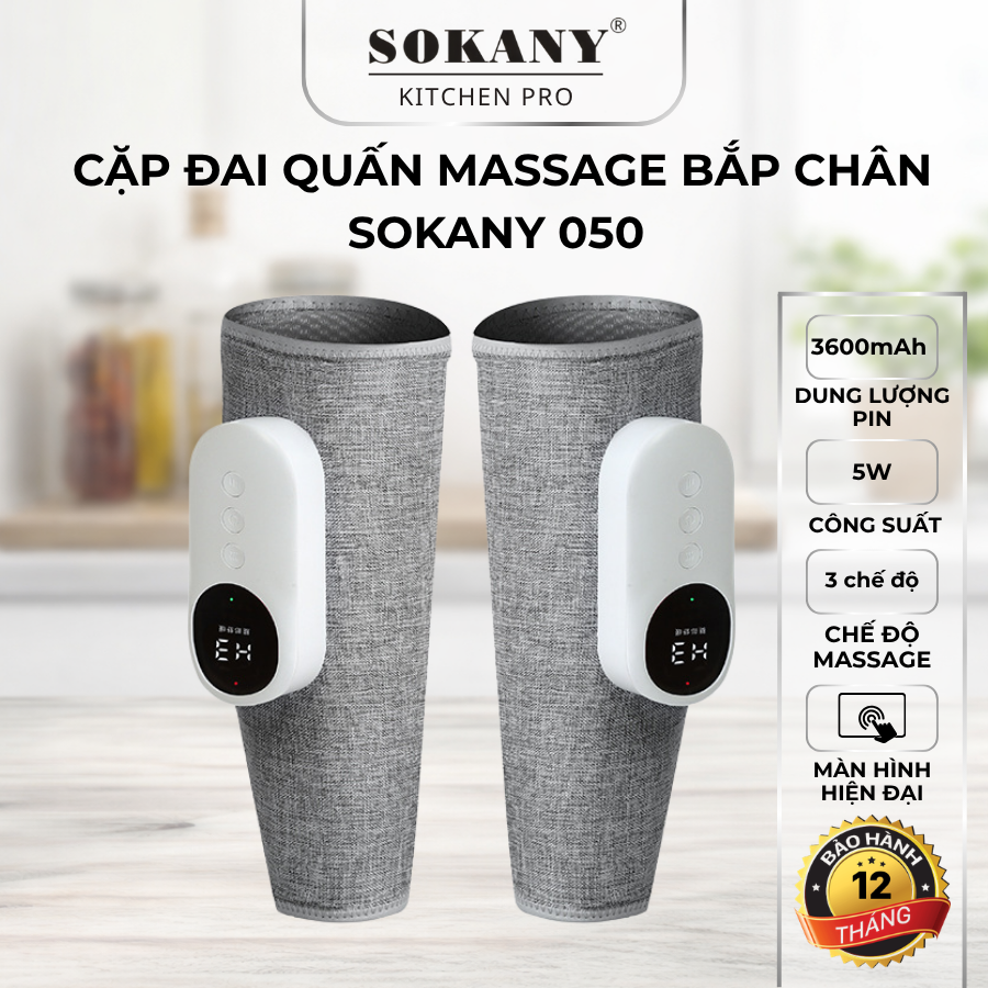 Cặp 2 đai quấn masage bắp chân Sokany 050 máy massage chân bắp chân túi khí chườm nóng