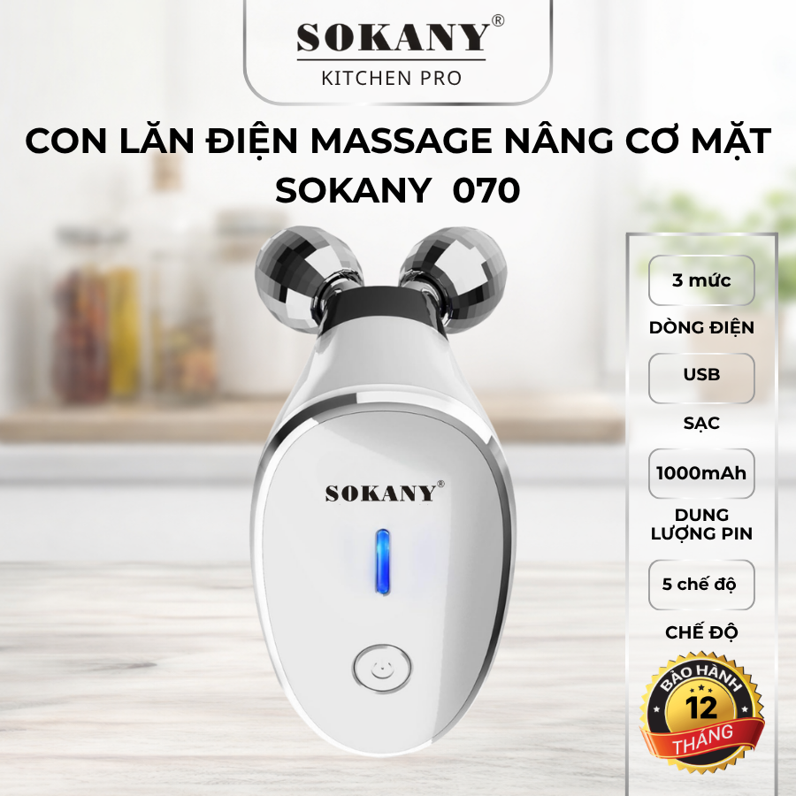 Con lăn điện massage mặt Sokany 070 máy đẩy tinh chất massage mặt dụng cụ nâng cơ mặt làm đẹp