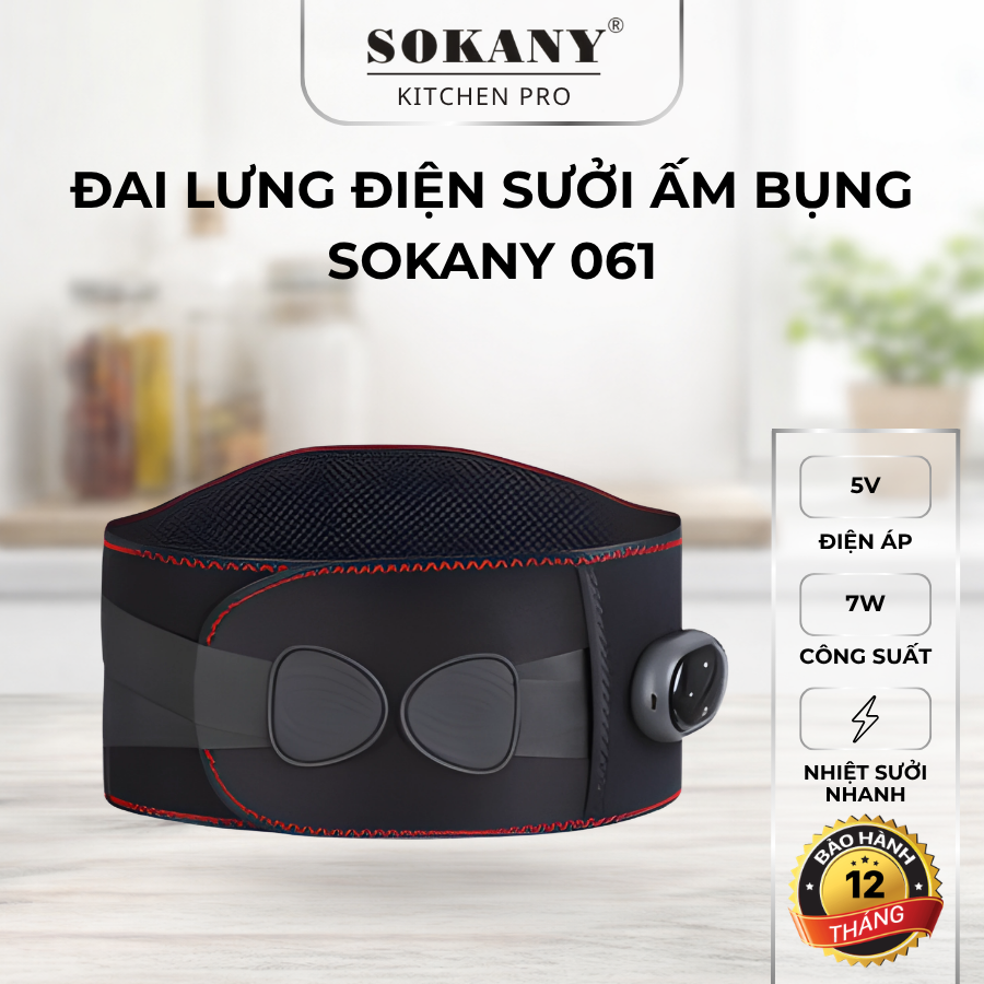 Đai massage chườm ấm bụng Sokany 061 đai chườm bụng sưởi ấm đai thắt lưng điện giữ ấm thư giãn