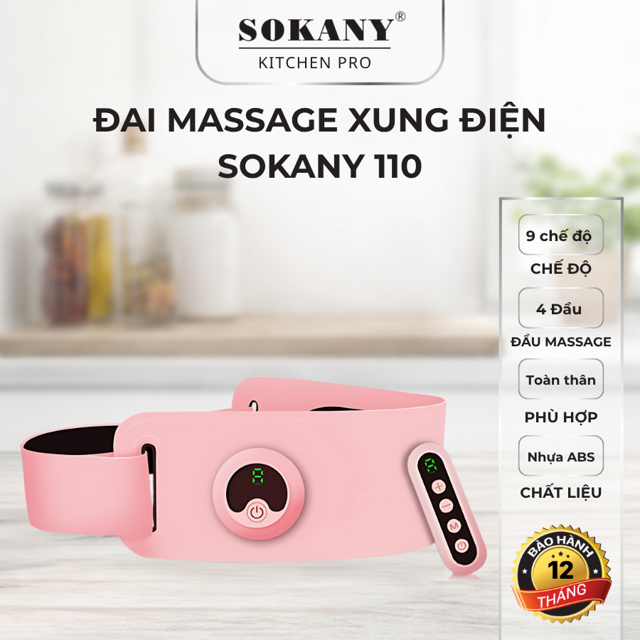 Đai massage xung điện 9 chế độ SOKANY 110 đai massage hỗ trợ giảm cân giảm đau mỏi hiệu quả