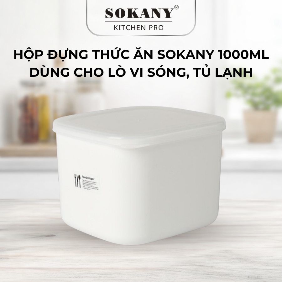 Hộp Đựng Thực Phẩm SOKANY 1000ml Bằng Nhựa Cao Cấp Dùng Cho Tủ Lạnh Lò Vi Sóng