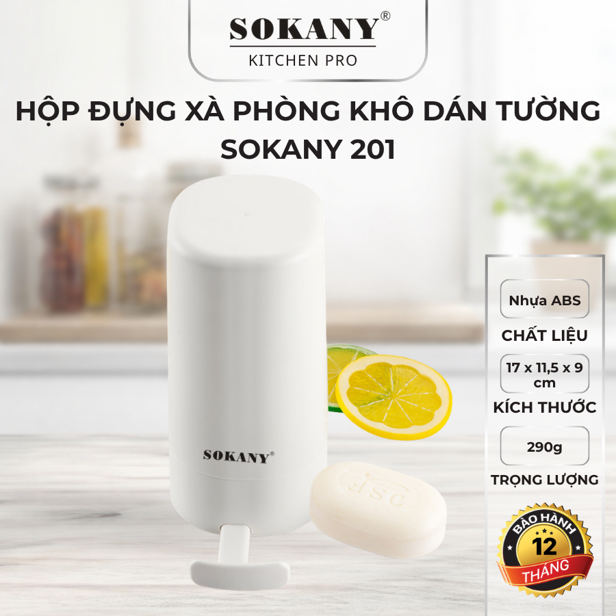 Hộp đựng xà phòng khô dán tường hộp cắt xà phòng treo tường Sokany 201 thiết kế thông minh