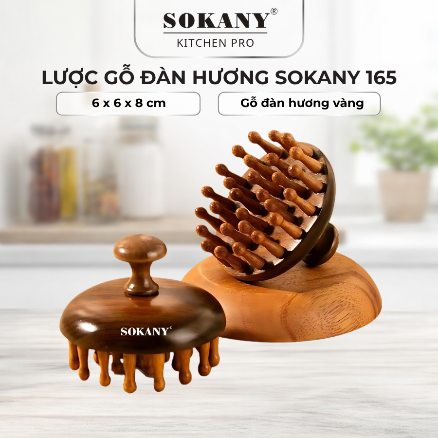 Lược gỗ đàn hương hương thơm tự nhiên SOKANY 165 lược massage đầu kinh lạc