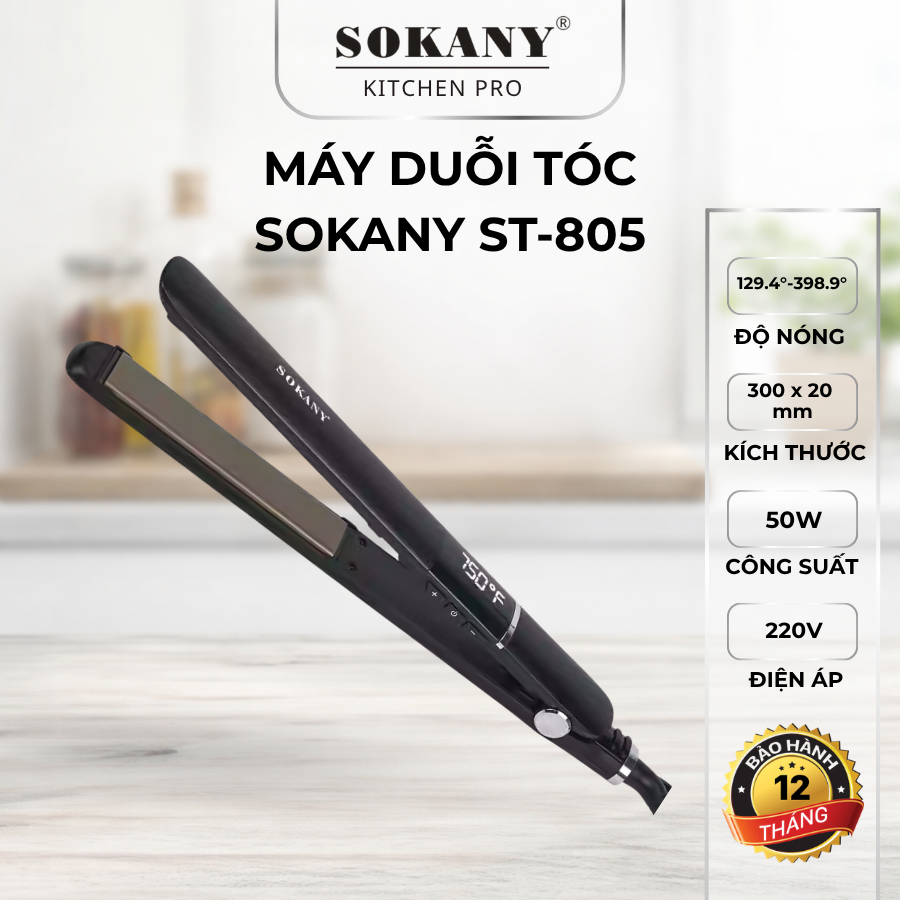 Máy duỗi tóc máy ép tóc SOKANY ST-805 máy làm tóc đa năng kẹp thẳng làm xoăn công nghệ ion âm
