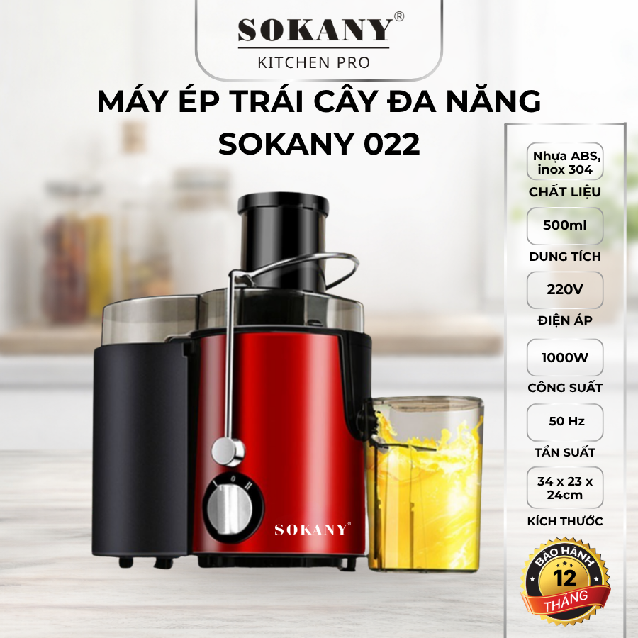 Máy ép trái cây nguyên hạt siêu mạnh 500ML máy ép trái cây Sokany 022 1000W