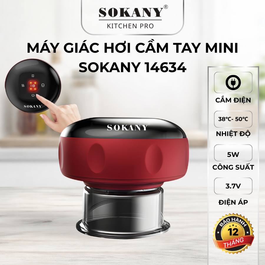 Máy giác hơi cầm tay mini máy cạo gió điện mini cầm tay giảm đau tăng tuần hoàn máu Sokany 14634