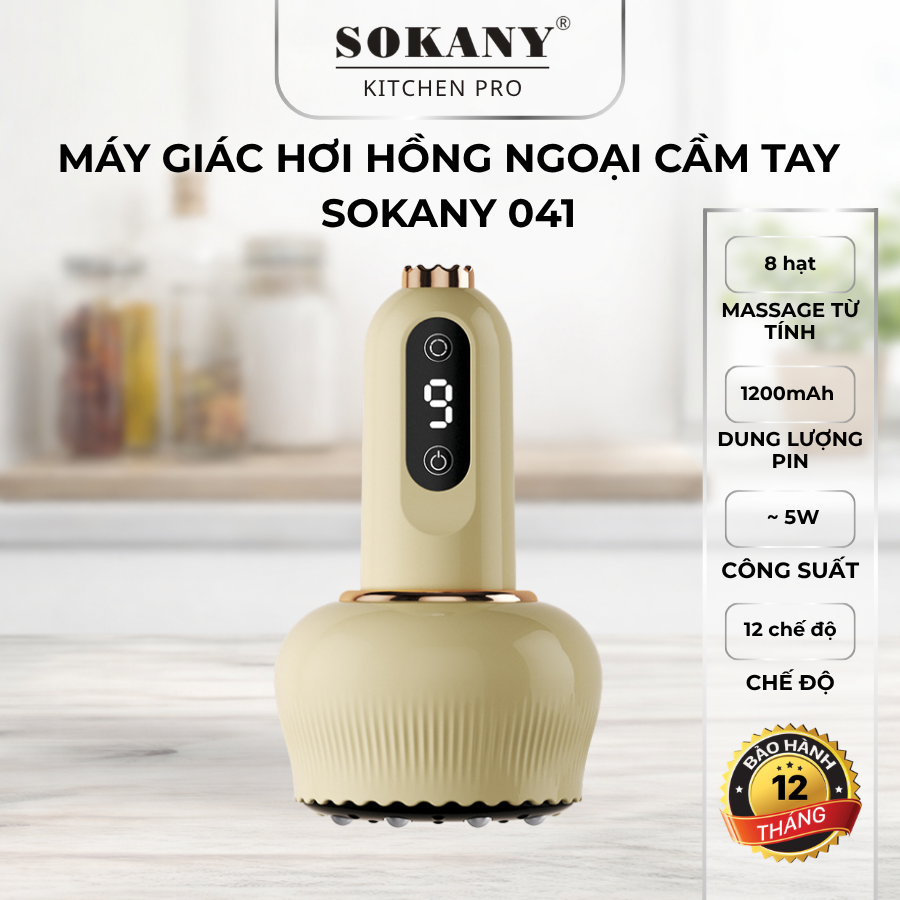Máy giác hơi hồng ngoại cầm tay 8 bi máy massage giác hơi cạo gió Sokany 041 tăng tuần hoàn máu