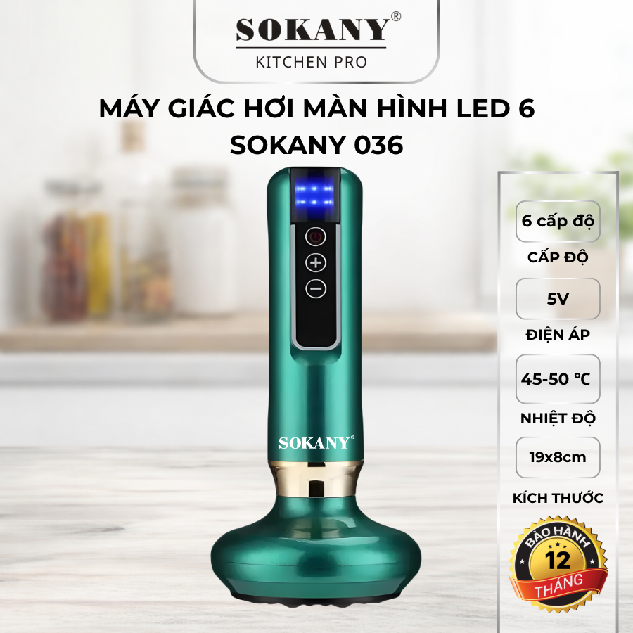 Máy giác hơi Sokany 036 6 cấp độ điều chỉnh máy bấm huyệt giác hơi có màn hình led thư giãn cơ thể