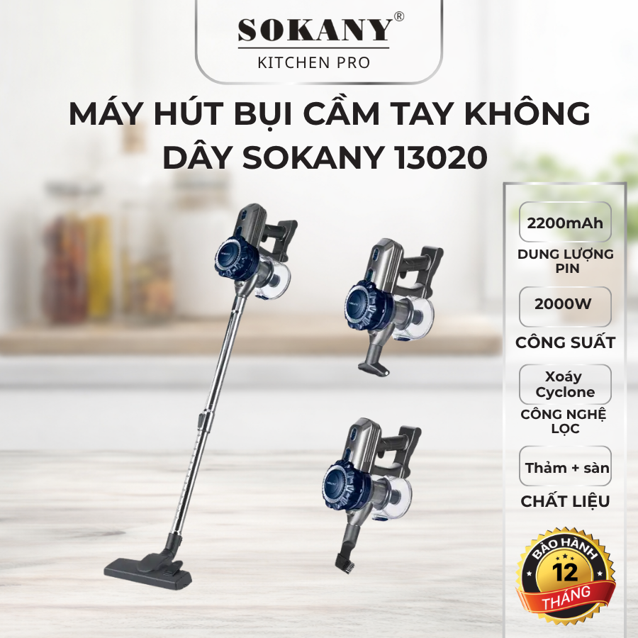 Máy hút bụi cầm tay không dây Sokany SK-13020 2000W máy hút bụi sạc pin 2200mAh