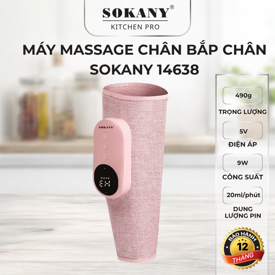 Máy massage chân bắp chân Sokany 14638 máy mát xa chân xoa bóp túi khí chườm nóng