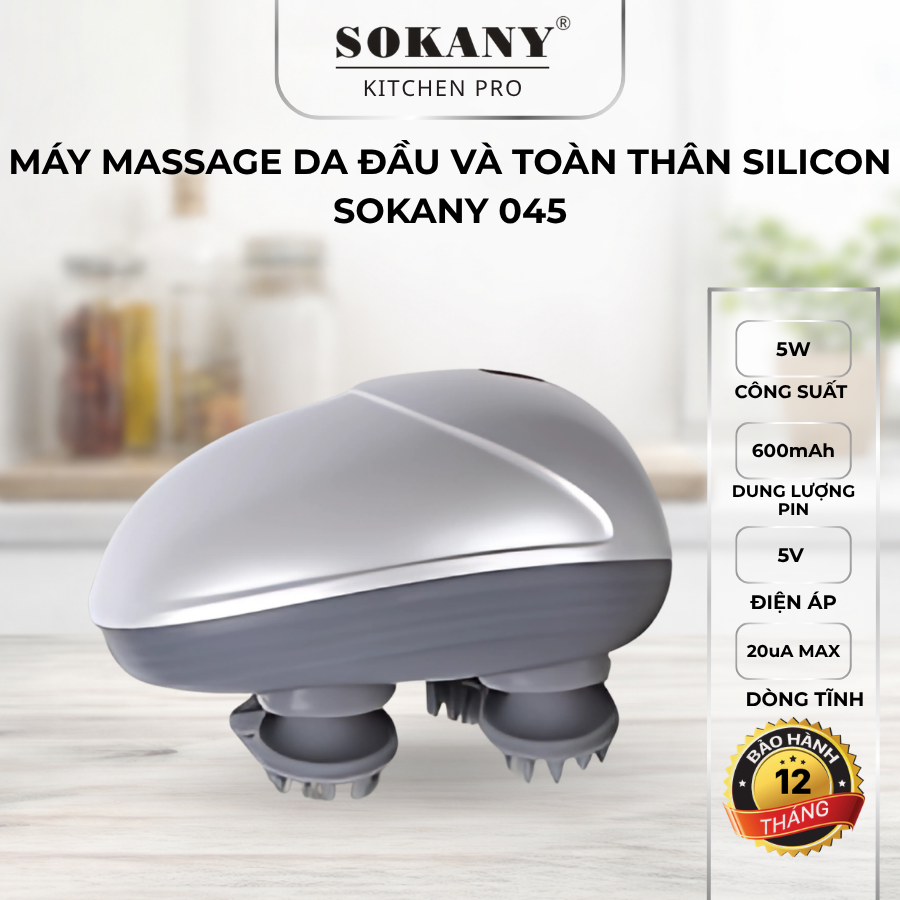 Máy massage đầu cầm tay mini hồng ngoại máy massage da đầu thư giãn tăng lưu thông máu Sokany 045