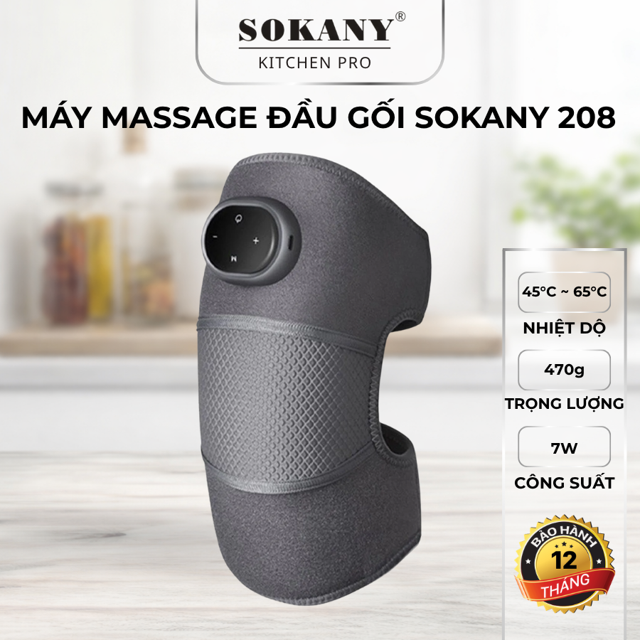 Máy massage đầu gối chườm nóng giảm đau máy massage khớp gối khủy tay đa năng Sokany 208 cao cấp