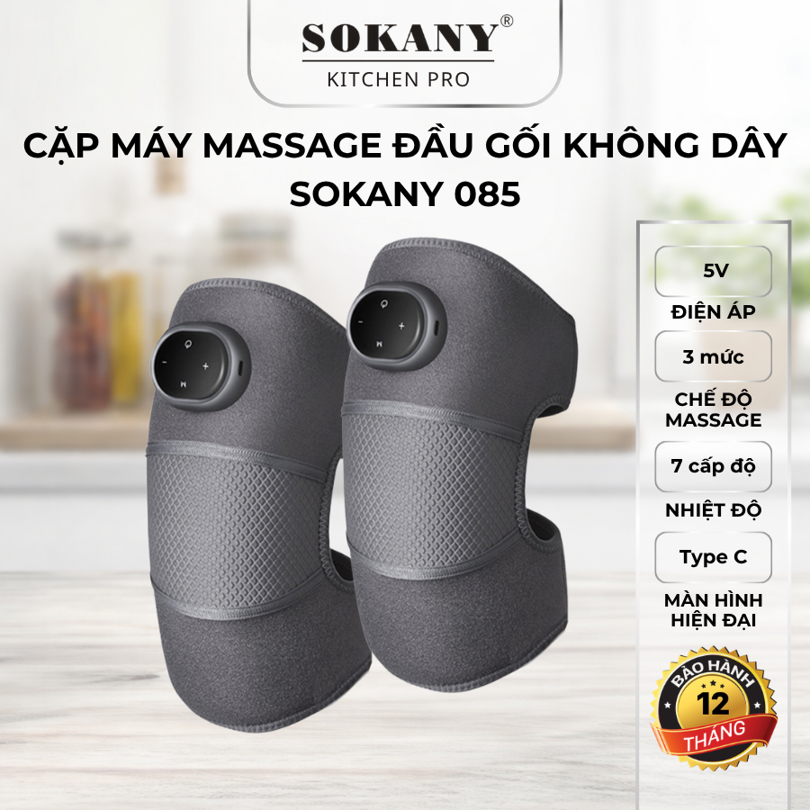 Máy massage đầu gối Sokany 085 đai massage đầu gối khuỷu tay hồng ngoại rung có màn hình led cảm ứng