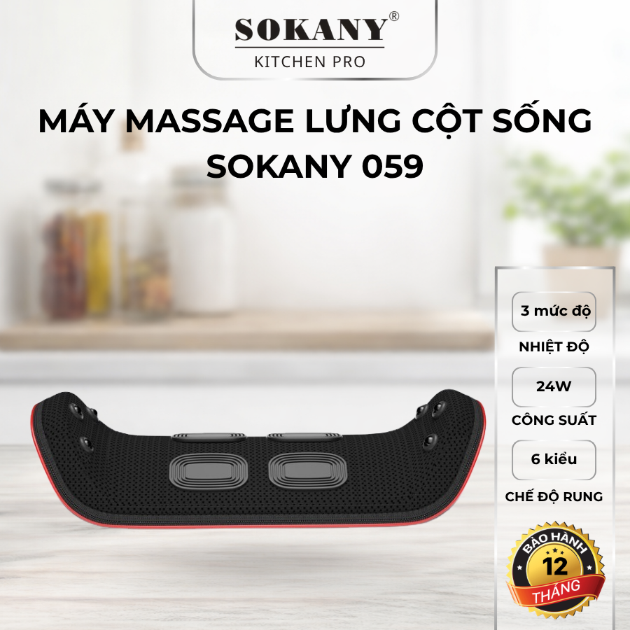 Máy massage lưng cột sống Sokany 059 máy massage trị liệu lưng 3 chế độ rung sưởi ấm