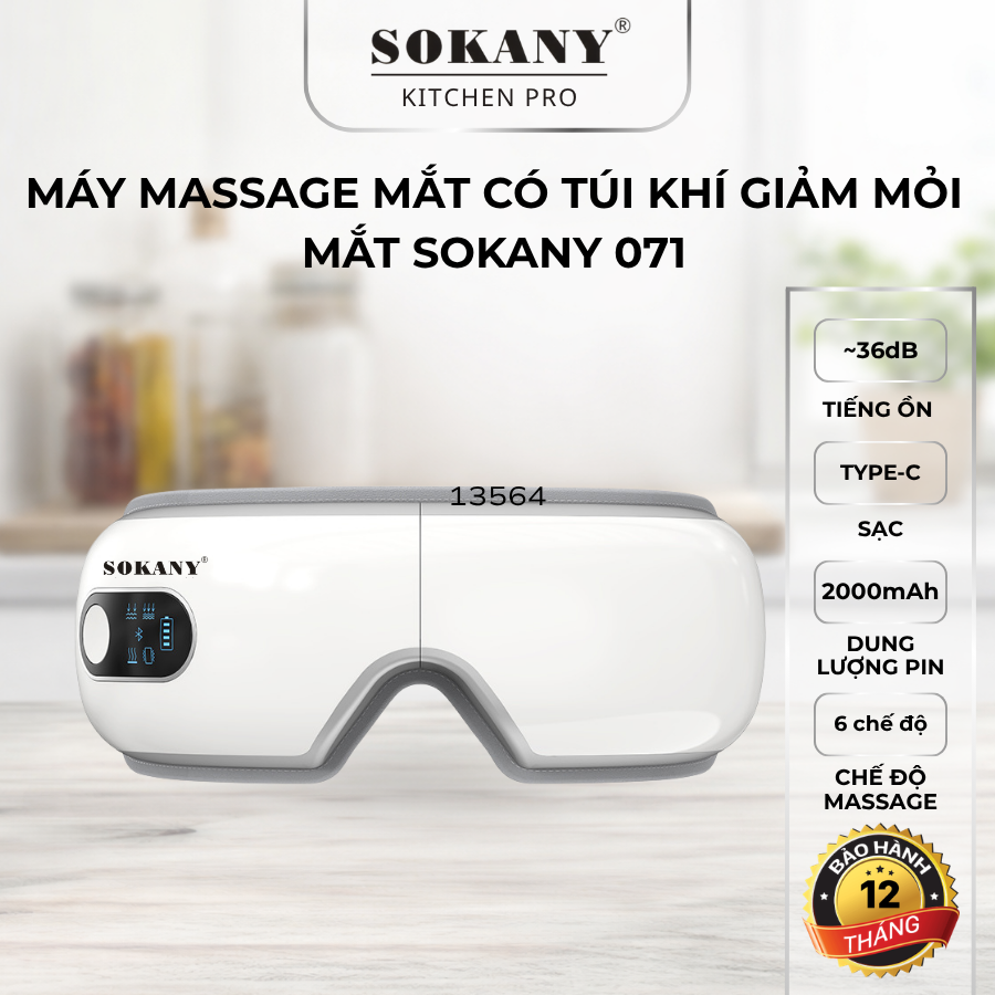 Máy massage mắt thông minh Sokany 071 4 chế độ massage kết hợp chế độ rung kết nối bluetooth