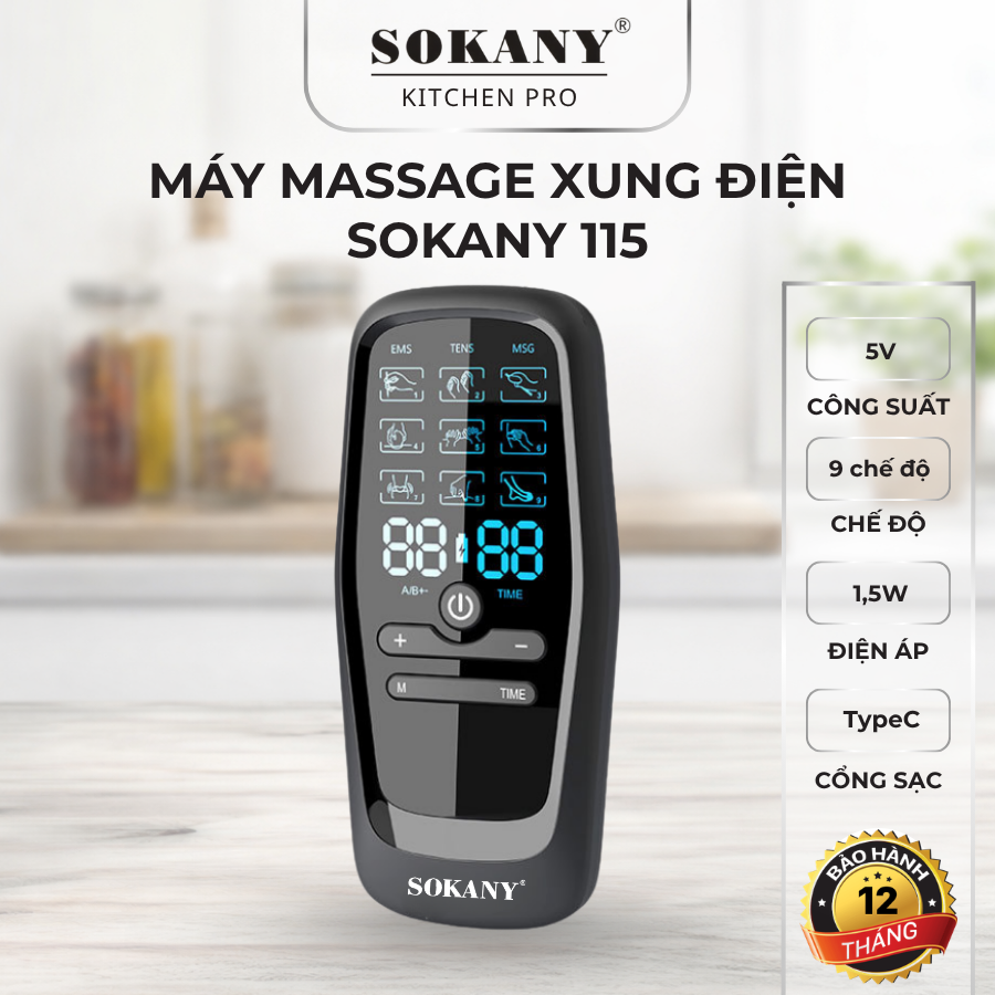 Máy massage xung điện màn 9 chế độ SOKANY 115 1.5W máy massage giúp thư giãn giảm đau
