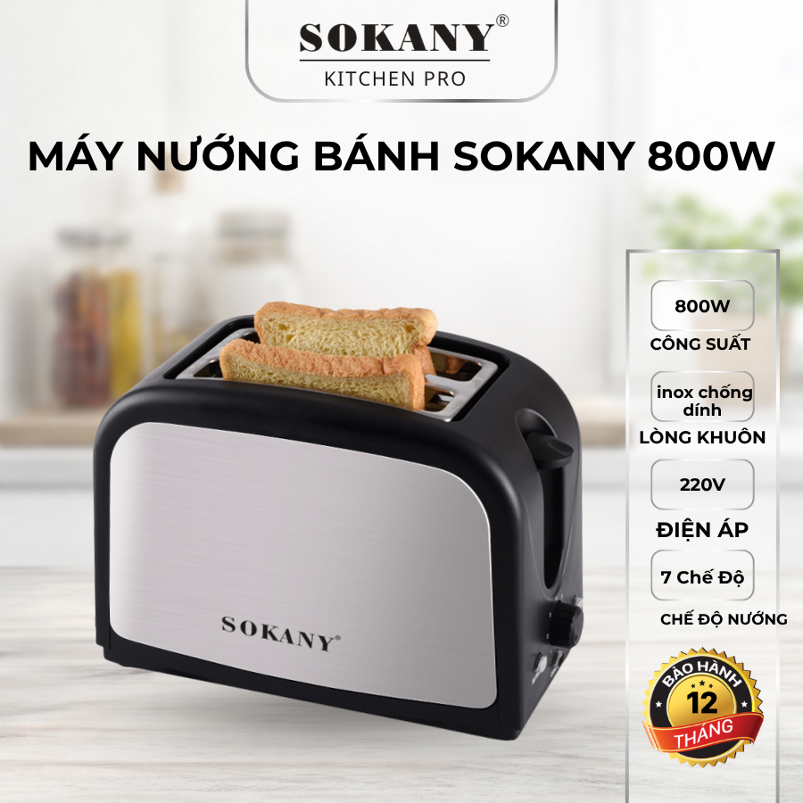 Máy Nướng Bánh Mì Sandwich SOKANY 800W 7 Chế Độ Nướng Cho Bữa Sáng Nhanh Chóng Tiện Lợi