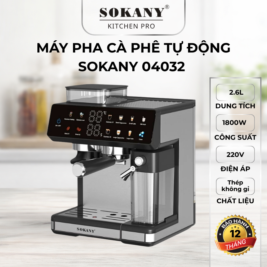Máy pha cà phê tự động Sokany Sk-04032 1800W máy pha cà phê thông minh