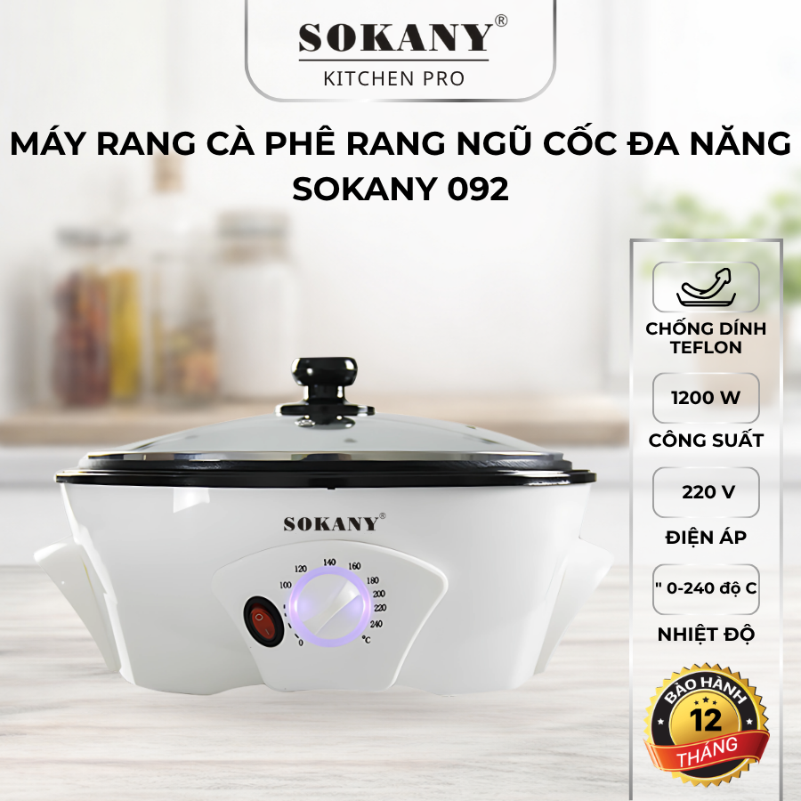 Máy rang hạt cà phê tự động Sokany 092 máy rang ngũ cốc máy rang hạt đa năng cách nhiệt