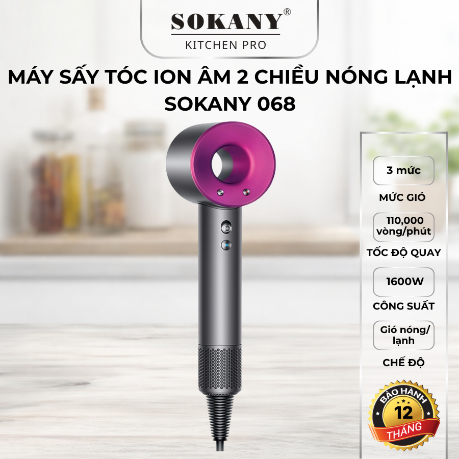 Máy sấy tóc ion âm Sokany 068 2 chiều nóng lạnh máy sấy tóc 3 tốc độ