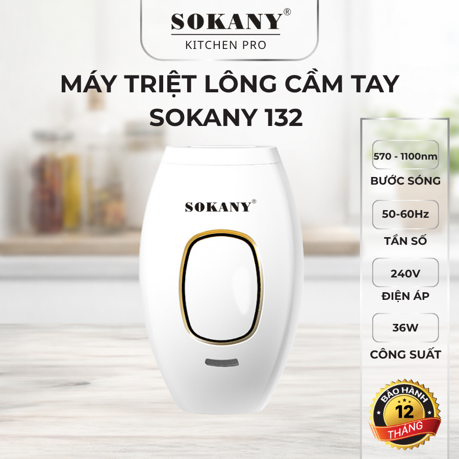 Máy triệt lông cầm tay SOKANY 132 công suất 36W máy triệt lông mini cầm tay không đau dùng tại nhà