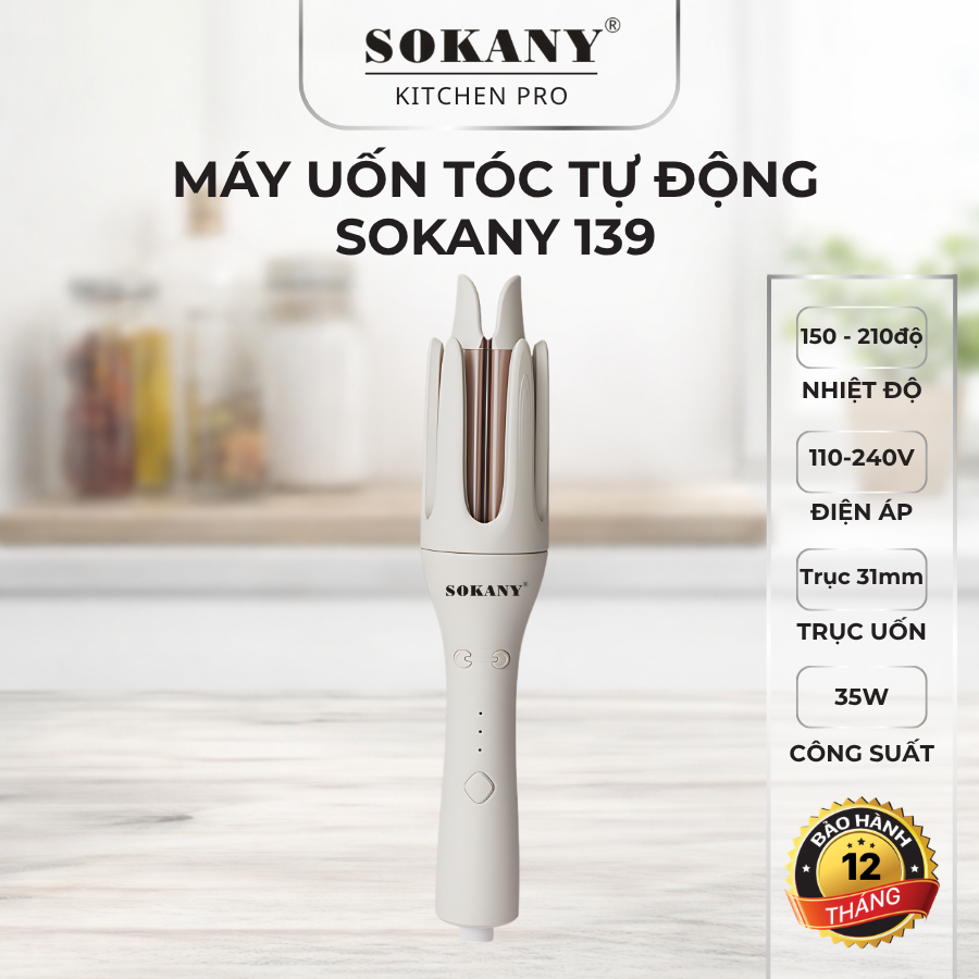 Máy uốn tóc tự động SOKANY 139 máy làm xoăn hàn quốc bảo vệ tóc đường kính uốn 31mm