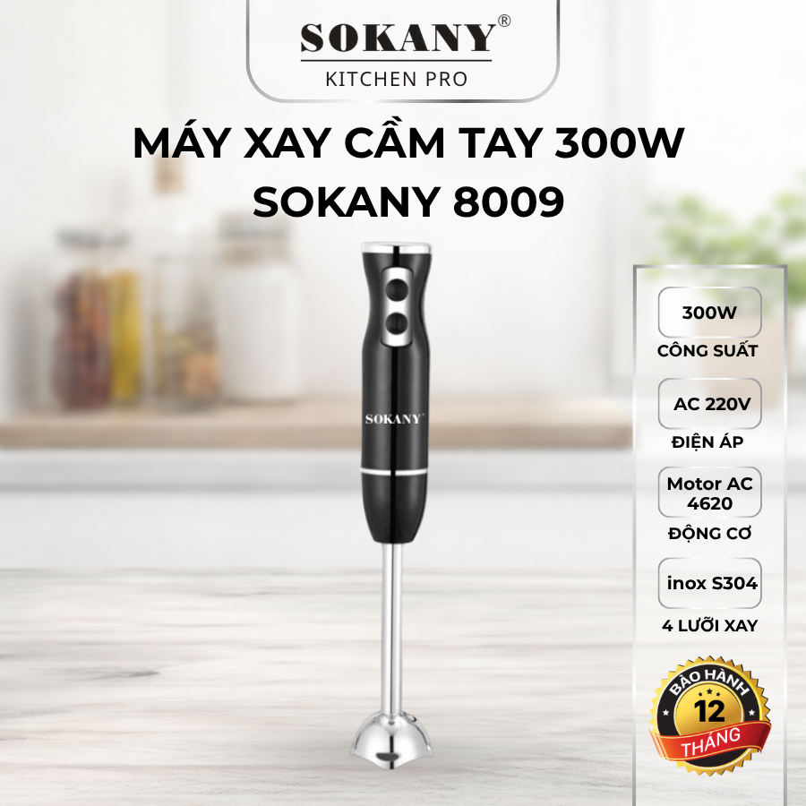 Máy Xay Cầm Tay 300W SOKANY SKN-8009 Lưỡi Inox Sắc Bén Máy Xay Cầm Tay Đa Năng