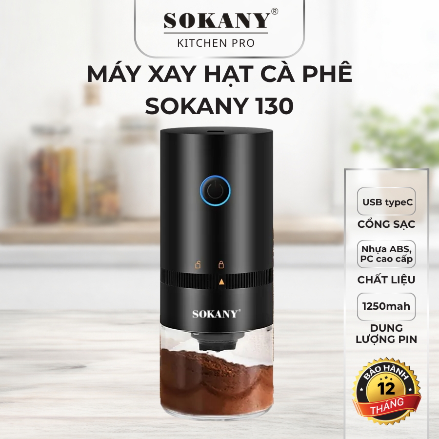 Máy xay hạt cà phê mini sạc pin tùy chỉnh độ mịn máy xay cà phê nguyên chất SOKANY 130