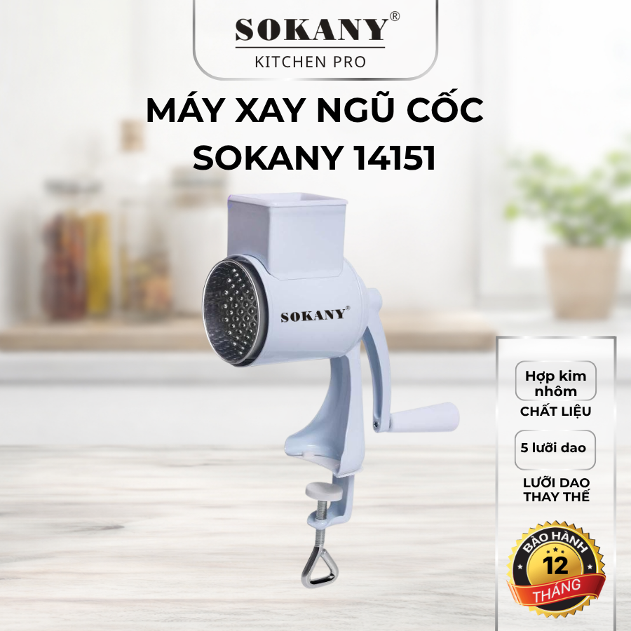Máy xay ngũ cốc Sokany 14151 hợp kim nhôm máy xay hạt đậu phộng máy nghiền hạt bằng tay