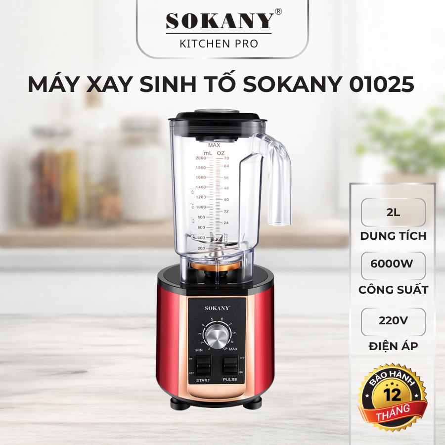 Máy xay sinh tố Sokany SK-01025 6000W máy xay công nghiệp đa năng 2L công suất lớn