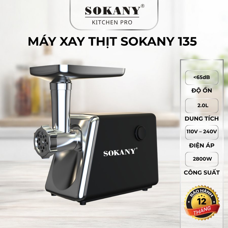 Máy xay thịt sơ chế nguyên liệu SOKANY 135 2800W máy xay thịt đa chức năng giảm ồn