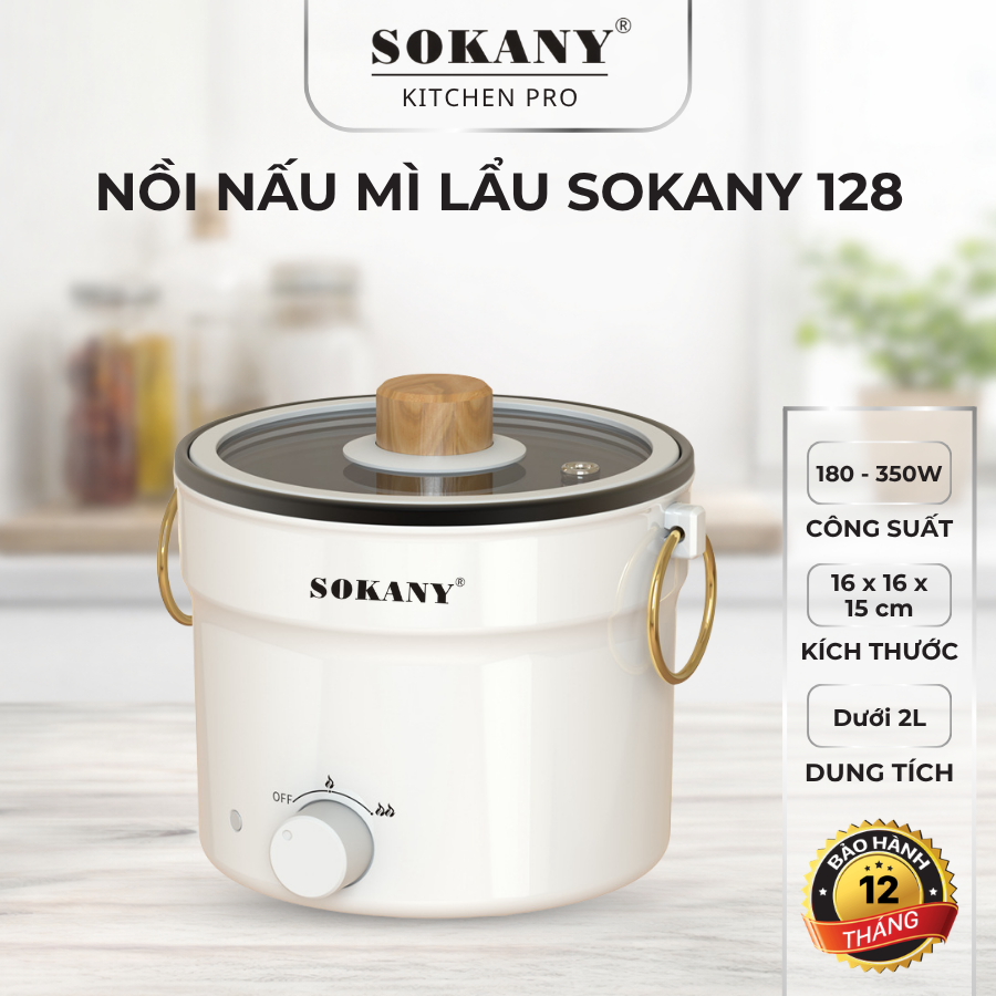 Nồi nấu mì lẩu công suất thấp dung tích dưới 2L SOKANY 128 nồi cơm điện mini đa năng phủ chống dính