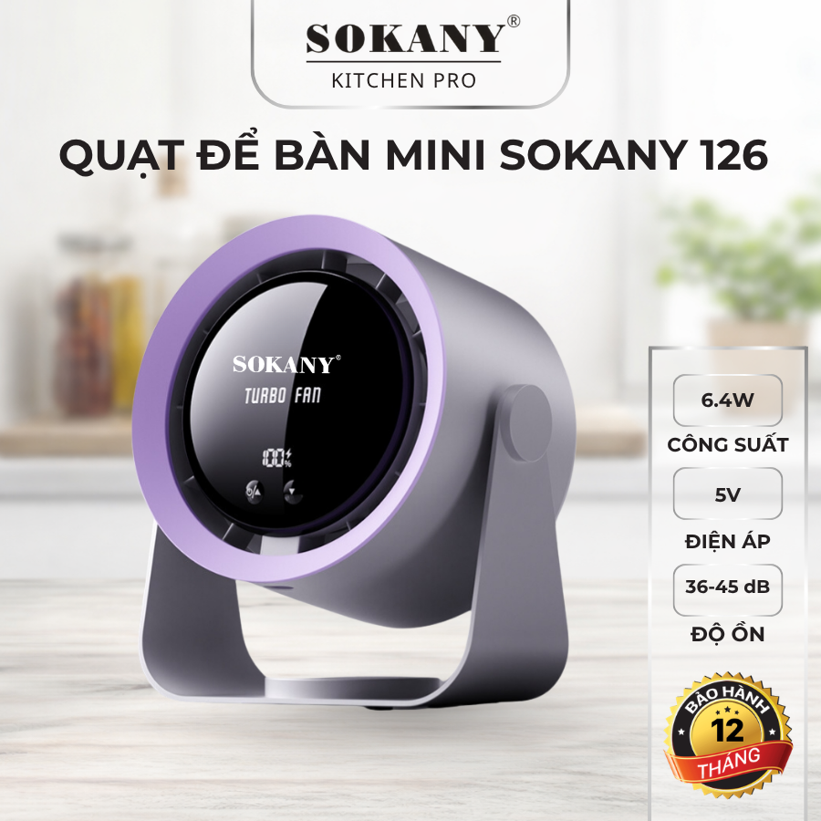 Quạt để bàn tốc độ cao Sokany 13823 quạt để bàn màn hình kỹ thuật số cao cấp sử dụng liên tục 6 giờ
