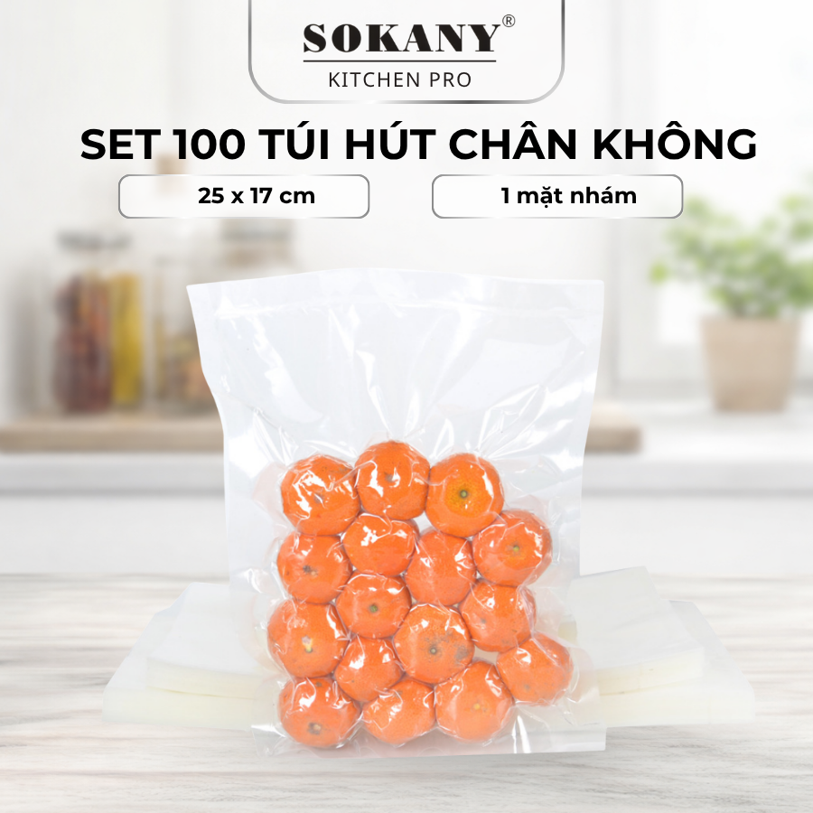 Set 100 túi hút chân không 25 x 17 cm chuyên dụng loại 1 mặt nhám
