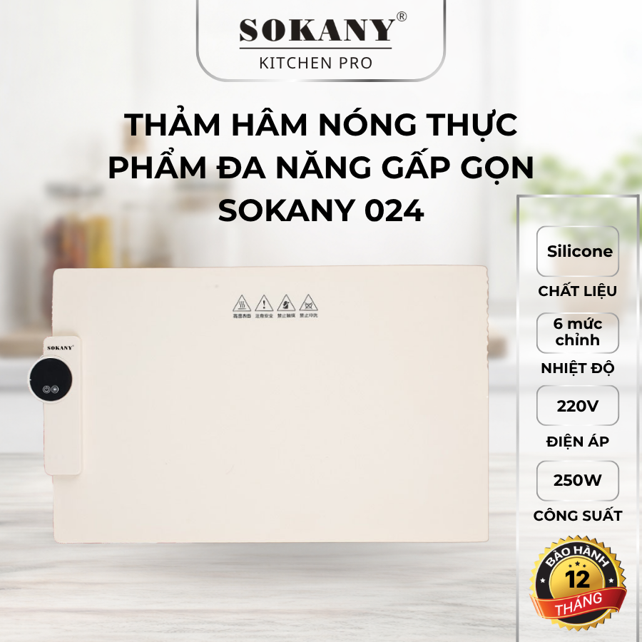 Thảm hâm nóng đồ ăn gấp gọn mâm giữ nhiệt tấm lót điện giữ nhiệt thức ăn chống trượt Sokany 024