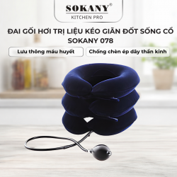 Gối hơi kéo giãn cột sống cổ gối hơi trị liệu đai giảm đau mỏi cổ vai gáy Sokany 078