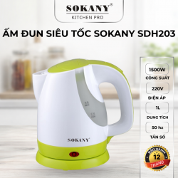 Ấm Đun Nước Siêu Tốc SOKANY SDH203 1 Lít Tiết Kiệm Điện