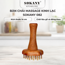 Bàn chải massage Sokany 082 đồng thau dụng cụ massage kinh lạc 24 răng cán gỗ cao cấp