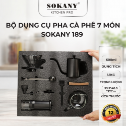 Bộ dụng cụ pha cà phê 7 món Sokany 189 full hộp set dụng cụ pha cafe 7 chi tiết cao cấp