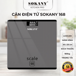 Cân điện tử tải trọng 180kg SOKANY 168 cân điện tử có màn hình led hiện số đo 26x26cm