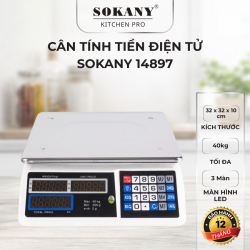 Cân tính tiền điện tử 40kg Sokany 14897 cân điện tử rau củ thịt cá thực phẩm khô chính xác