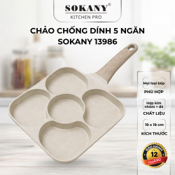 Chảo chống dính 5 ngăn chảo chiên rán đa năng 5 khuôn chất lượng cao Sokany 13986