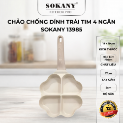 Chảo chống dính trái tim 4 ngăn chảo chiên rán đa năng 4 khuôn tiện dụng Sokany 13985