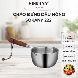Chảo đựng dầu nóng Sokany 222 chảo sốt đa năng 3 lớp thép không gỉ cao cấp