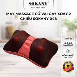Gối massage cổ vai gáy hồng ngoại 4 bi máy massage cổ vai gáy xoay 2 chiều hồng ngoại Sokany 048