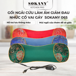 Gối ngải cứu massage cổ vai gáy chườm nóng gối ngải cứu sokany 065 cắm điện sưởi ấm giảm đau vai gáy